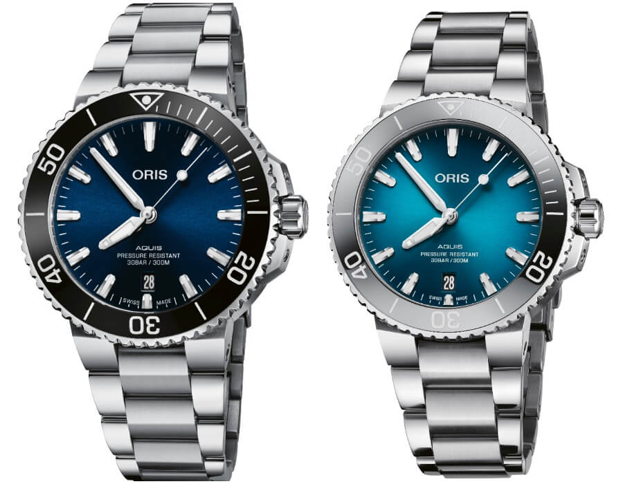 The New Oris Aquis Date 41.5 mm and 39.5 mm with a Oceanic Blue Gradient Dial 