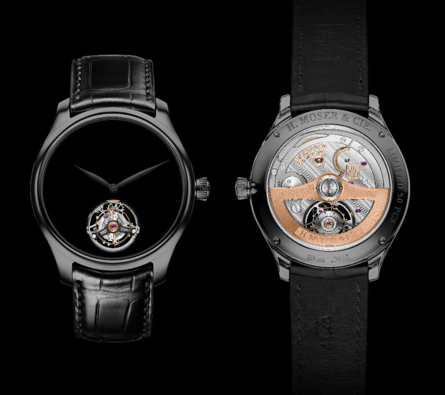 H. Moser & Cie. Endeavour Tourbillon Vantablack Black Hands Watch Movement