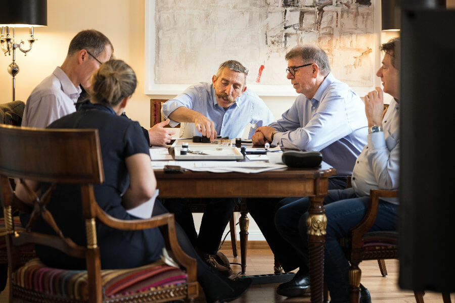 The jury: Anthony de Haas, Gisbert Brunner, Peter Braun, Peter Plassmeyer and Lange PR Director Arnd Einhorn