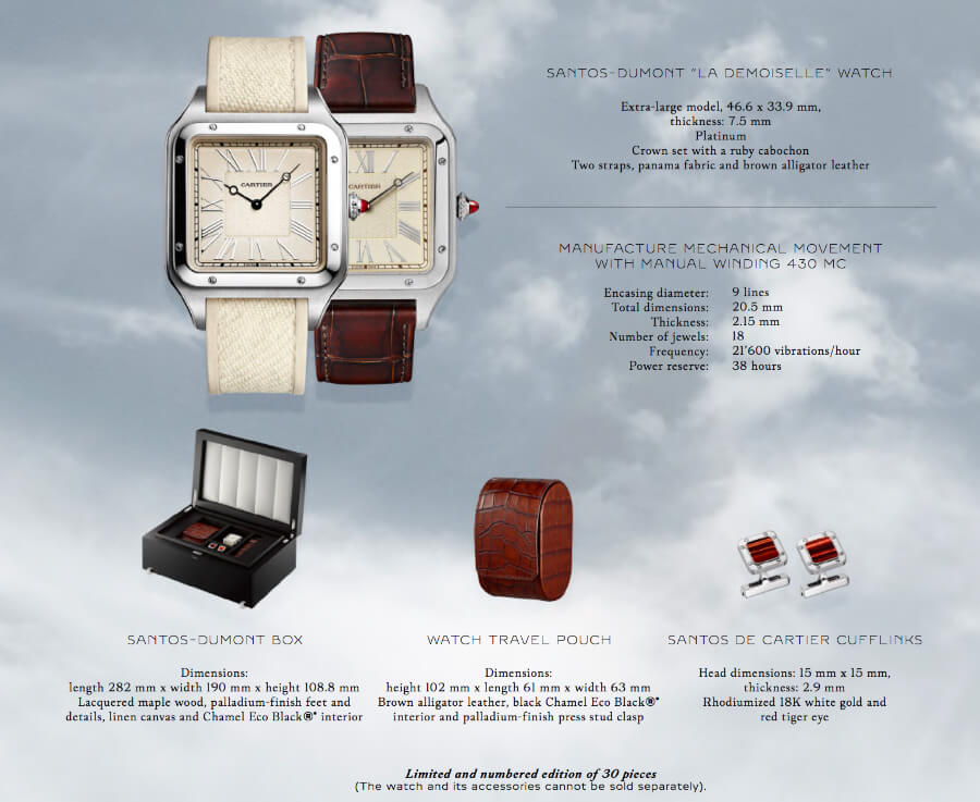 Cartier Santos-Dumont “La Demoiselle” watch Technical specifications