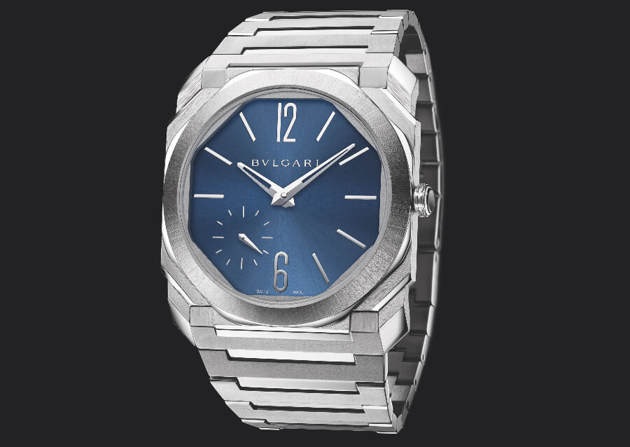 Bvlgari Octo Finissimo Automatic Satin-Polished Steel 100 m Blue Dial 