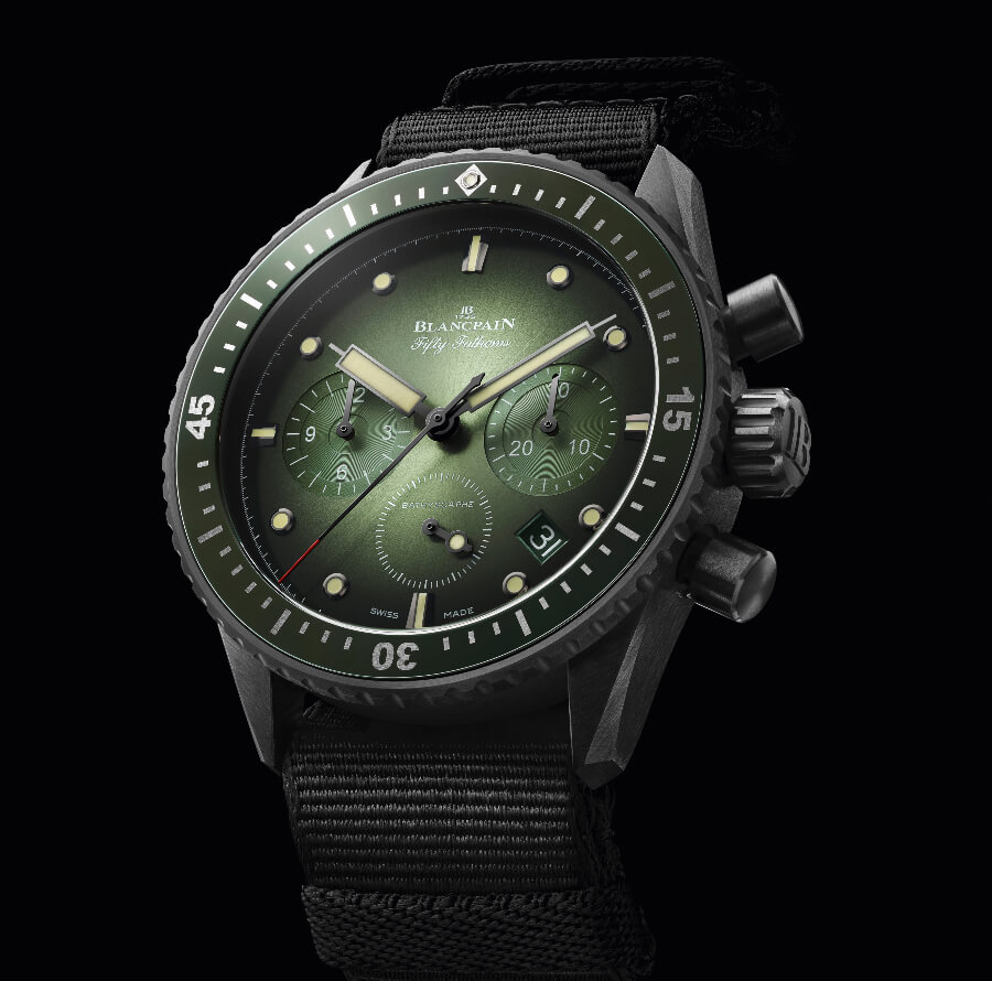 Blancpain athyscaphe Chronographe Flyback Green Dial Ref 5200-0153-NABA and 5200-0153-B52A