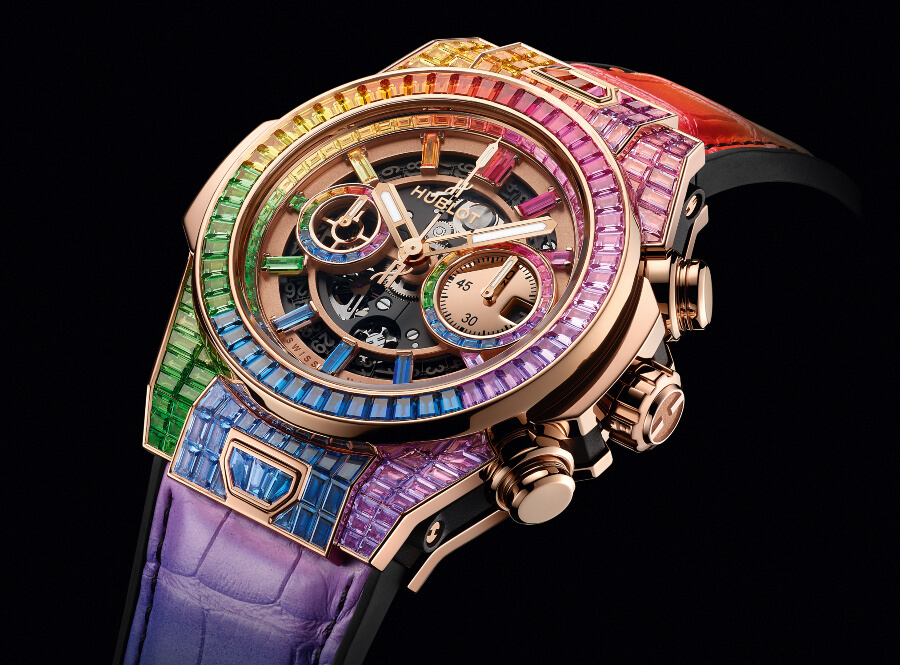 Review Hublot Big Bang Unico Full Baguette King Gold Rainbow Ref. 411.OX.9099.LR.9999 