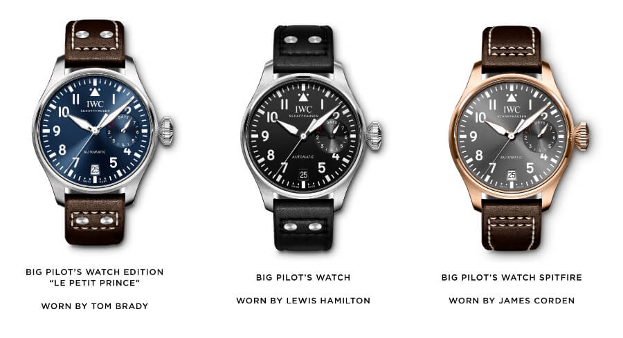 Tom Brady, Lewis Hamilton and James Corden IWC Watches