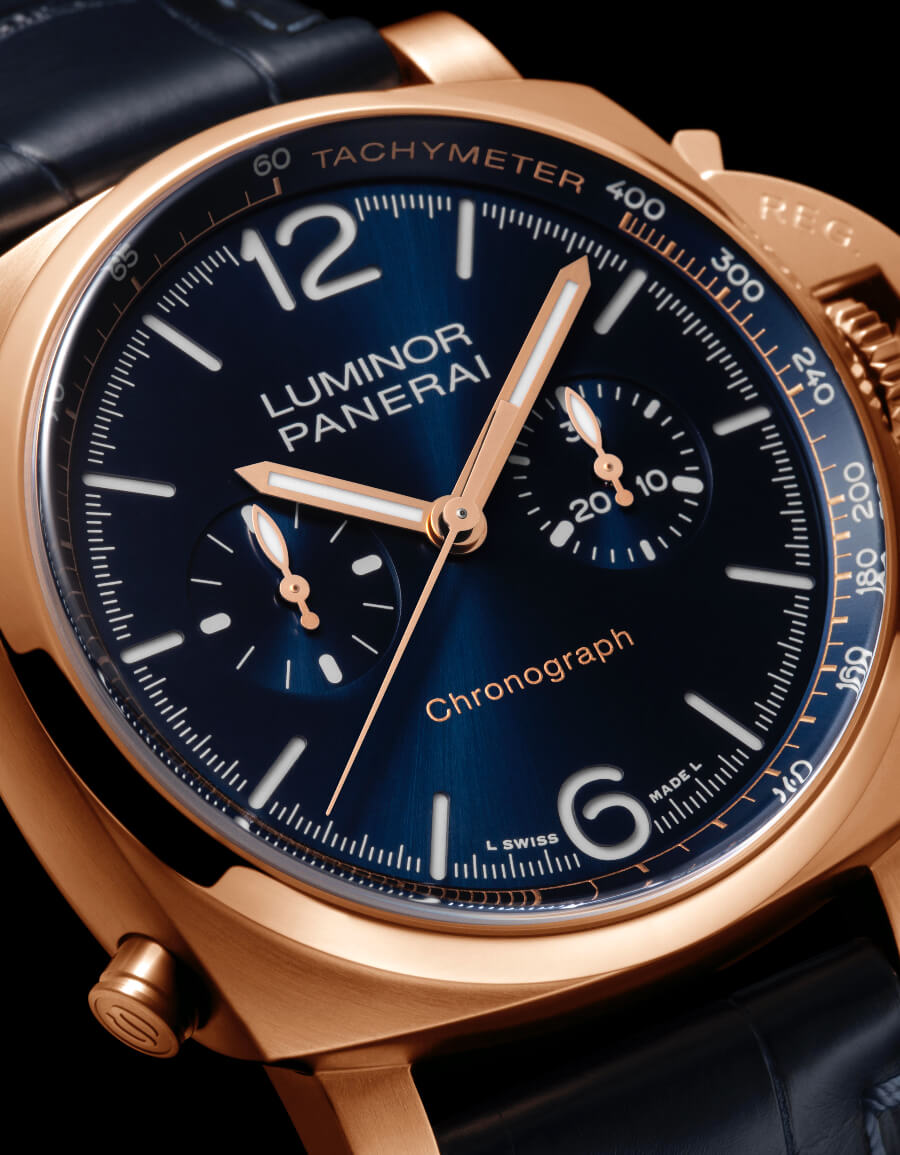 Panerai Luminor Chrono Goldtech Blu Notte PAM01111 Dial